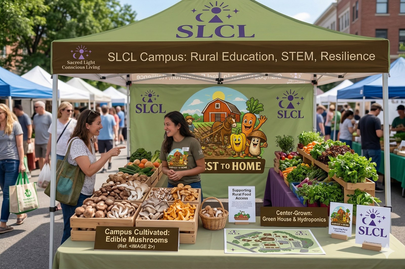 Branded Harvest to Home farmers market tent
